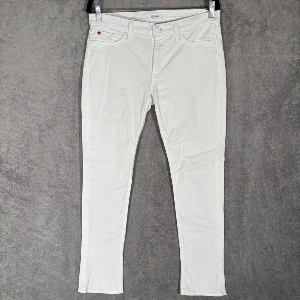 Hudson Muse Crop Skinny Jeans White Denim Womens Size 30 Made in USA